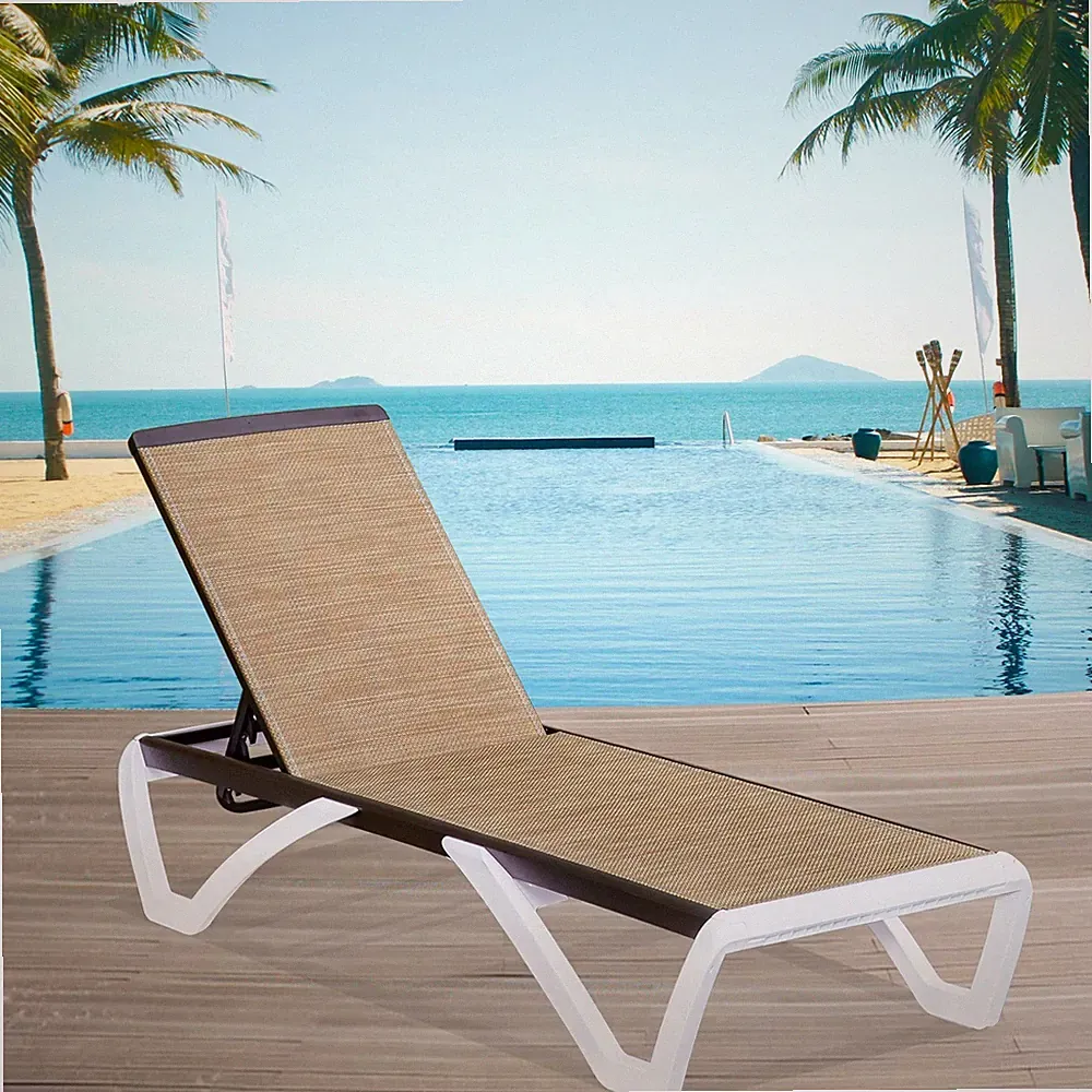 1Pcs Outdoor Chaise Lounge Chair Pool Bench Patio Deck Reclining Sturdy Lounger