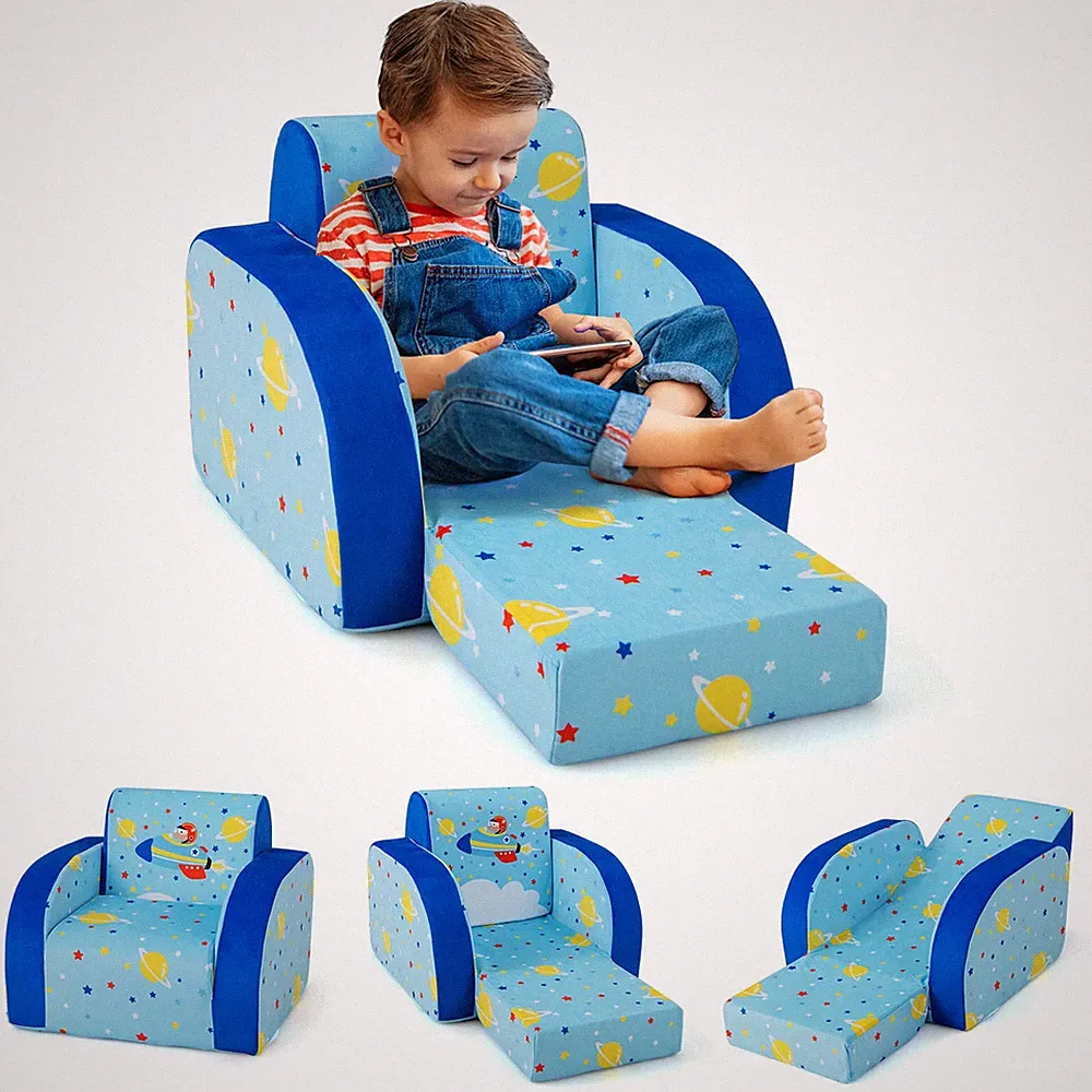 3-in-1 Convertible Kid’s Sofa Multifunctional Flip-out Lounger Bed Armchair