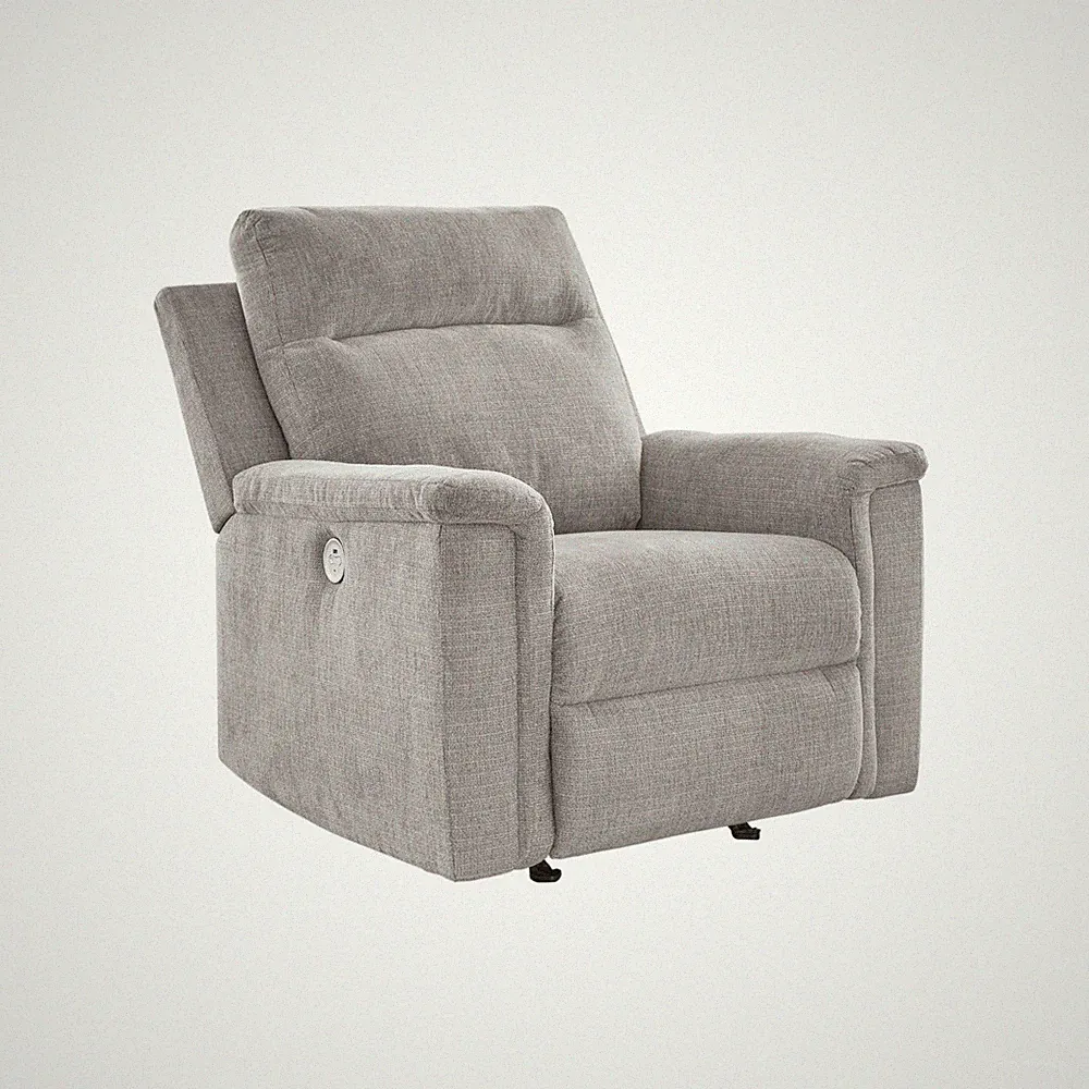 Barnsana Casual Power Recliner with Rocking Motion and USB Port, Light Gray