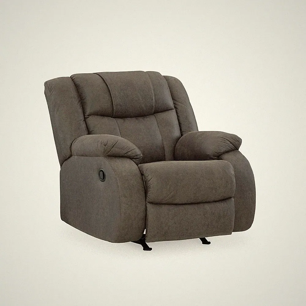 First Base Modern Faux Leather Rocker Recliner, Gray