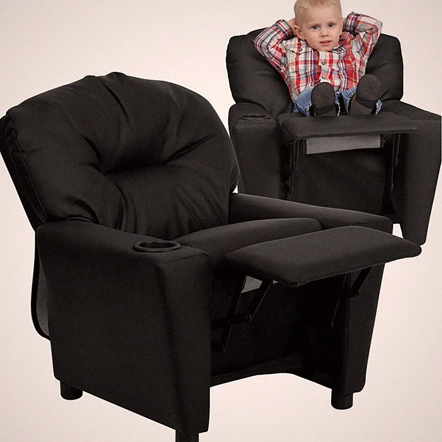 Flash Furniture Black Kids Recliner, Black - BT-7950-KID-BK-LEA-GG