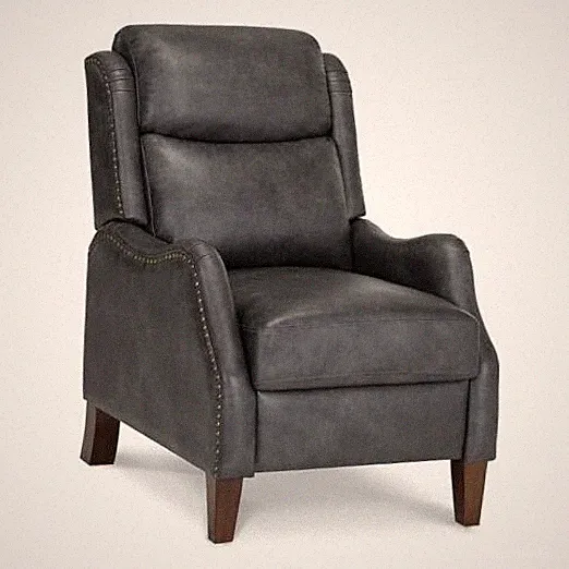 Leather Pushback Recliner Faux Armchair with Rivet Decoration Single 1 PCS Grey