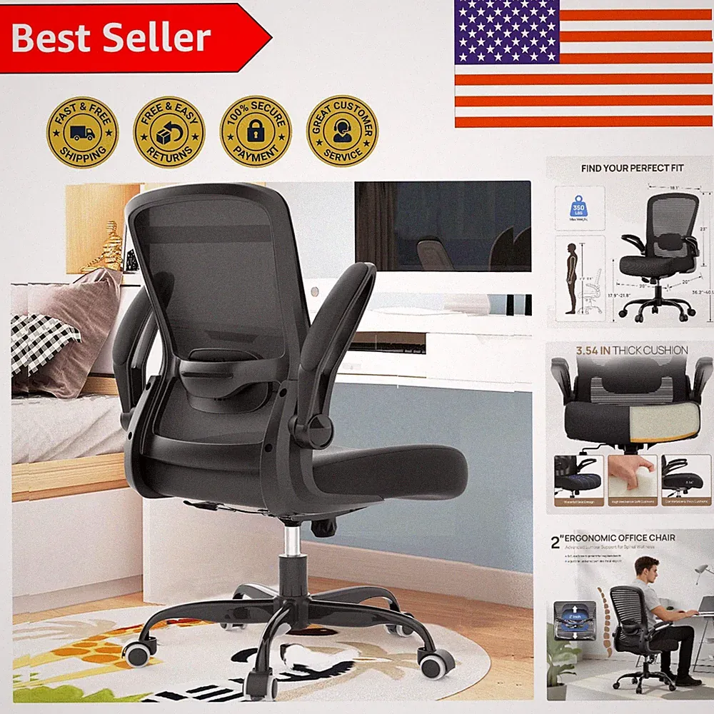 Modern Ergonomic Office Chair - 300lbs Support, 135° Recline, Flip-up Armrests