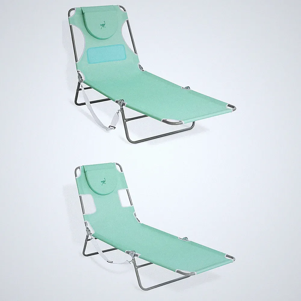Ostrich Chaise Sunbathing Poolside Beach Chair with Recliner Lounge Chair, Teal