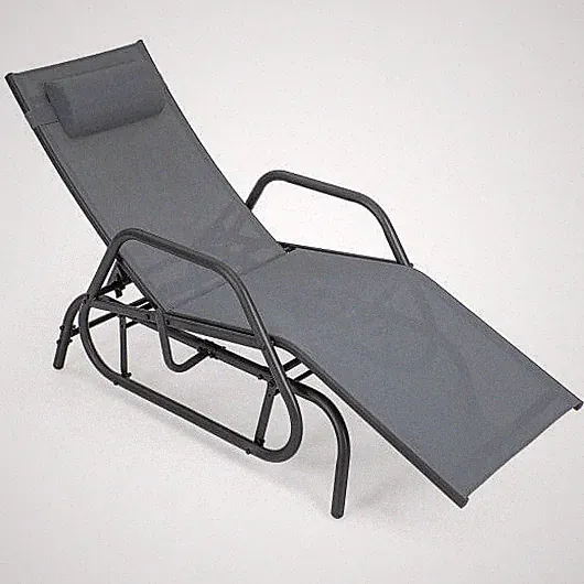 Outdoor Chaise Lounge Glider Chair with Armrests and Pillow-Gray