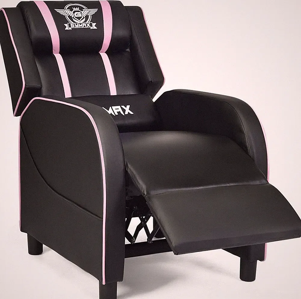Pink Gaming Recliner Chair with Massage, Adjustable Footrest & Remote Control