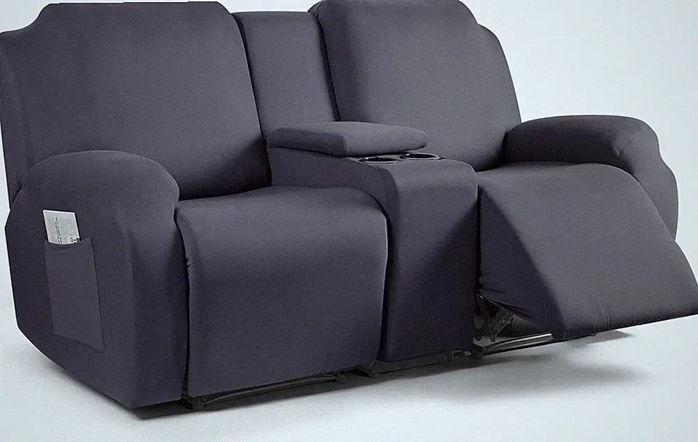 Reclining Loveseat with Middle Console Slipcover, 4 Piece Polyester Fabric Stret
