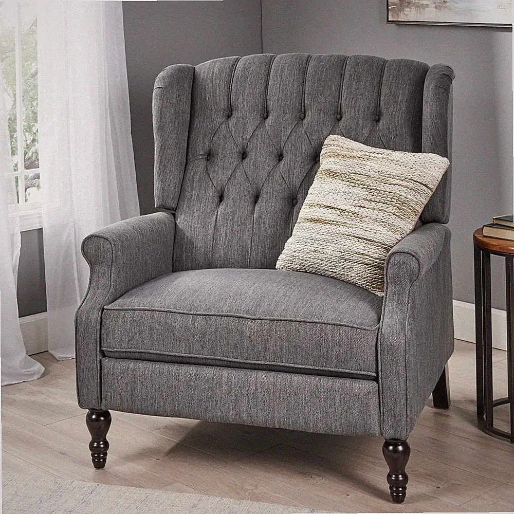 Salome Oversized Tufted Wingback Fabric Push Back Recliner