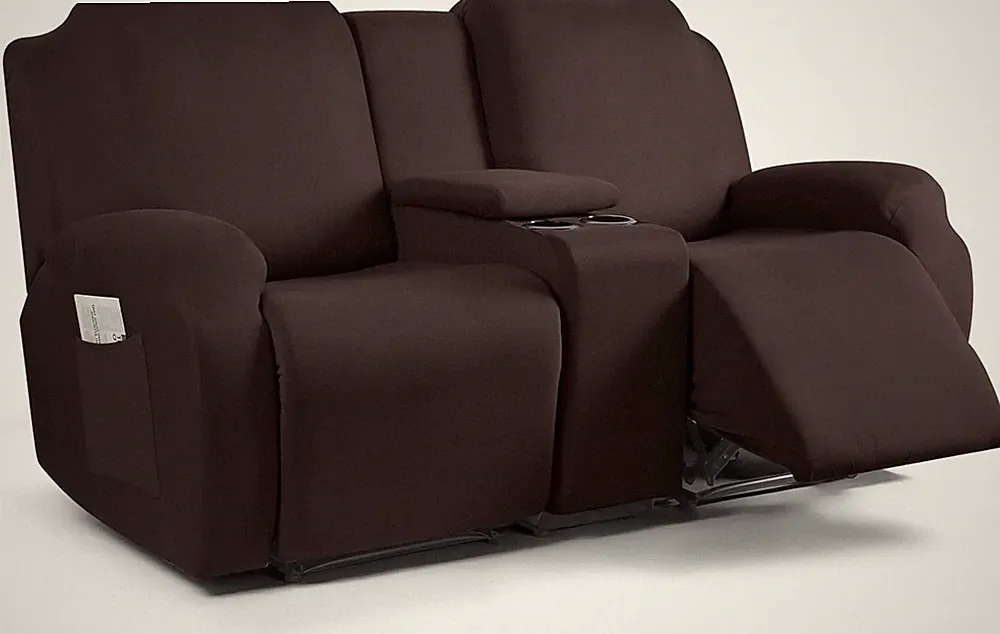 TAOCOCO Reclining Loveseat with Middle Console Slipcover, 4 Piece Polyester Fabr