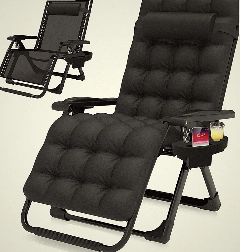 Zero Gravity Chair, Reclining Camping Lounge Chair W/Removable Cushion, Upgraded