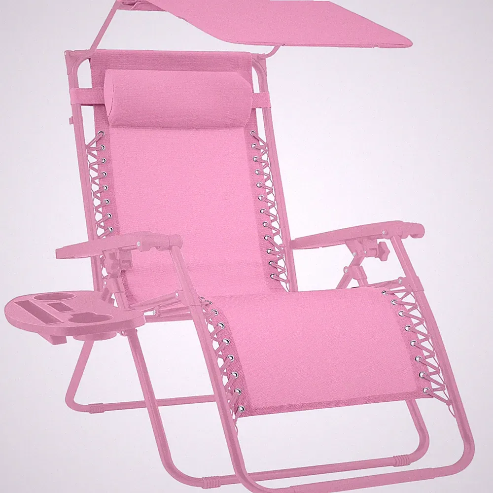 Zero Gravity Recliner Chair Folding Patio Lounge w/ Canopy Tray Outdoor